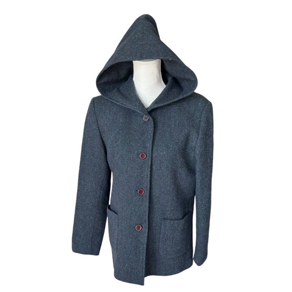 VTG Sandro wool tweed blazer jacket hoodie gray colorful women medium 10